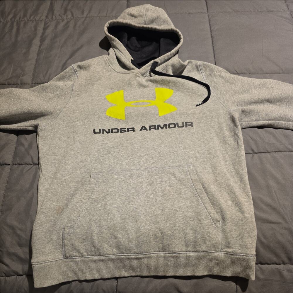 UNDER ARMOUR COLDGEAR FITTED HOODIE HOODED SWEATSHIRT Sz Mens L Gray